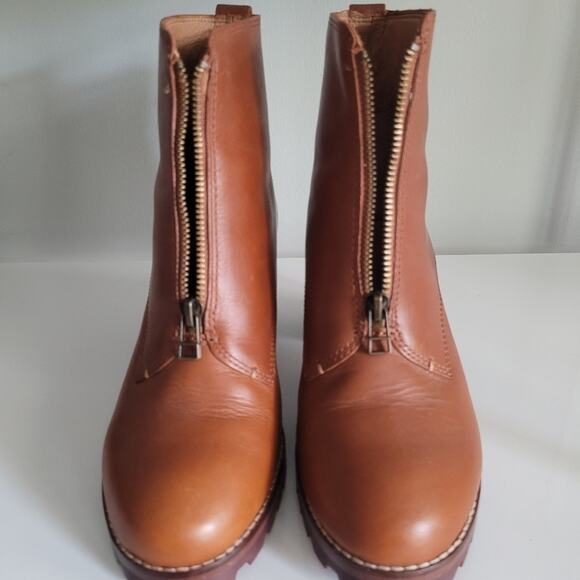 Madewell The Alyce Zip-Front Lugsole Boot in Dried Maple Caramel Brown -Size 7.5 - Picture 5 of 15
